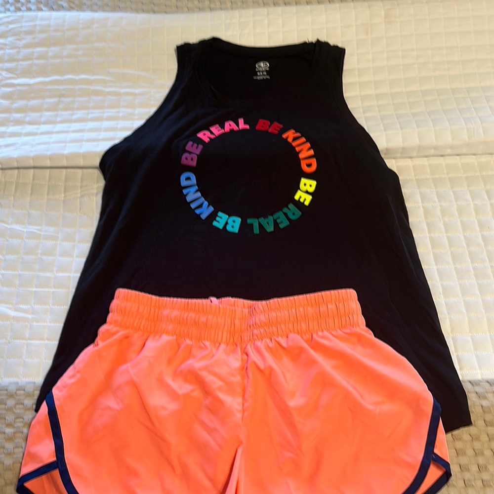 Athletic works shorts sm 4-6 and tank med 8-10, barely worn